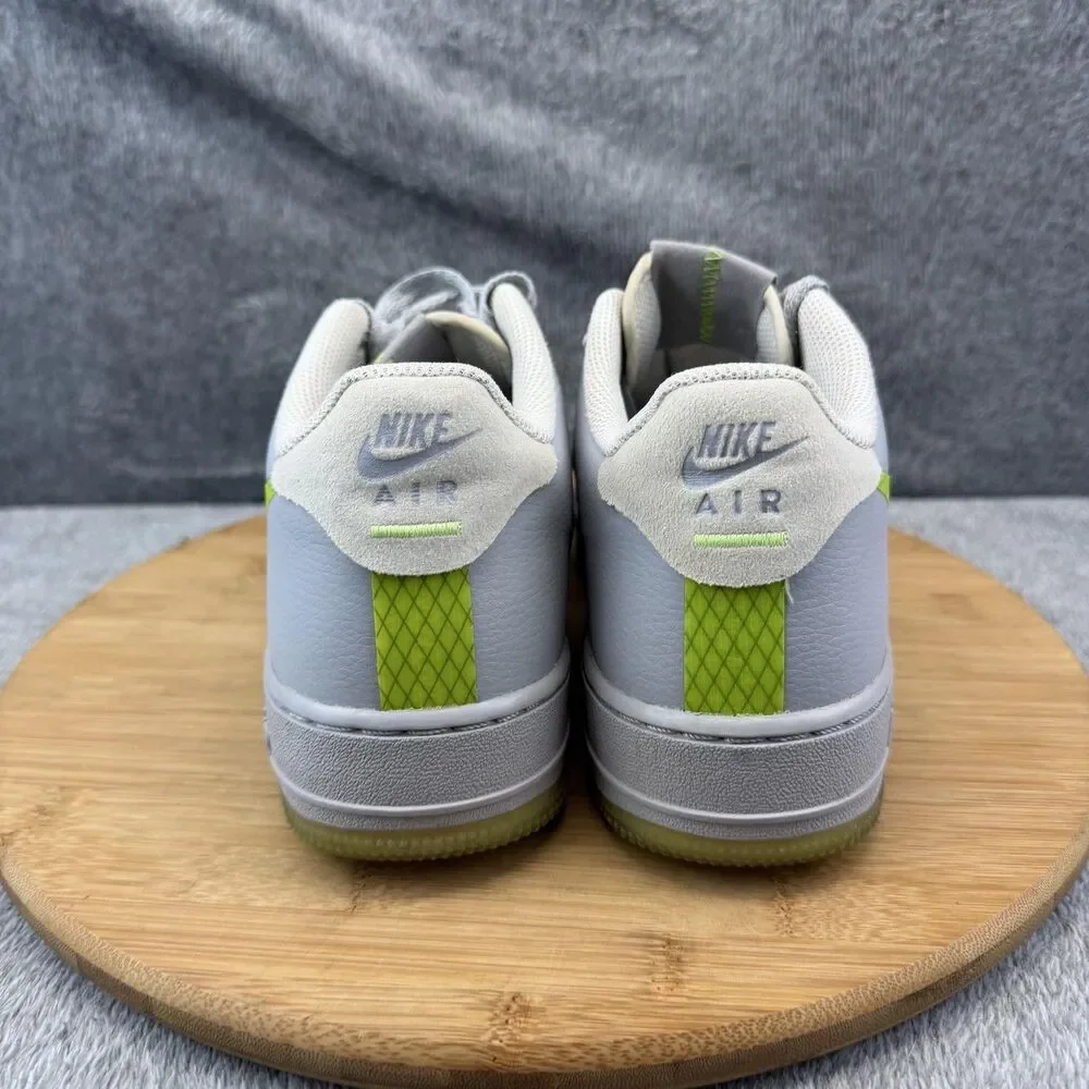 Nike Air Force 1 Low Shoes Boys Size 7 Gray Green Leather Sneakers CD7409-002